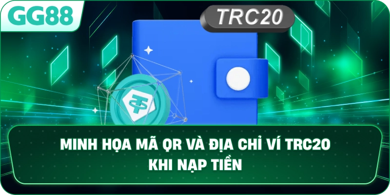 Minh họa mã QR và địa chỉ ví TRC20 khi nạp tiền.
